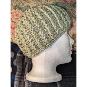 Crochet Green Speckled Beanie Size Small